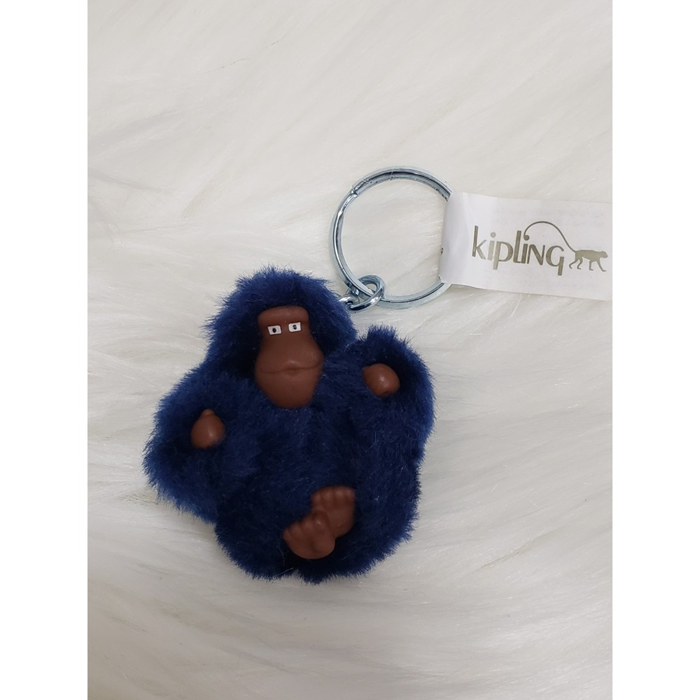 NEW Kipling Keychain HALLIE Baby Furry Monkey Mini Gorilla BAG CHARM BLUE APE